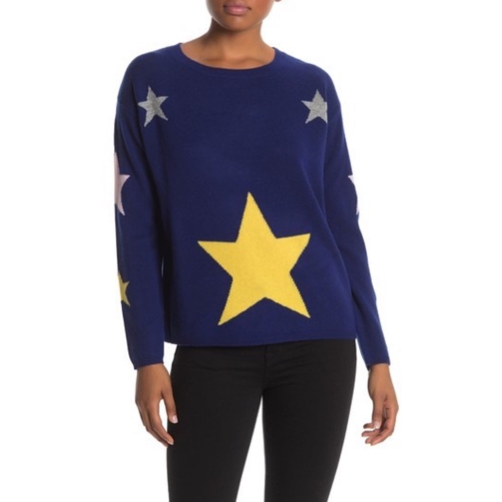7 Seasons Star Print 100% Cashmere Sweater S